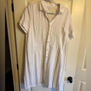 J.Jill Love Linen White Button-Front Dress – L – NWOT